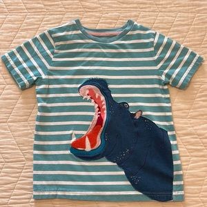 Mini Boden hippopotamus appliqué shirt